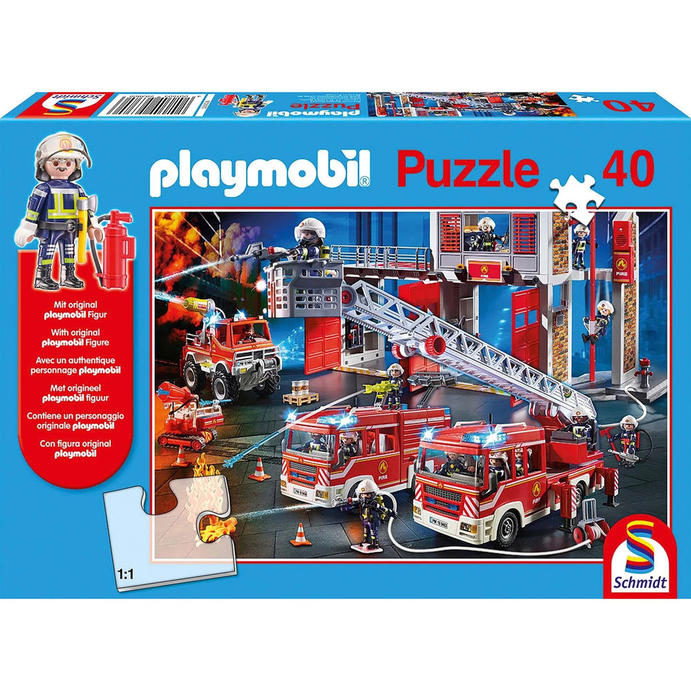 Puzzle Playmobil, Feuerwehr, 40 Teile (inkl. Original-Figur)