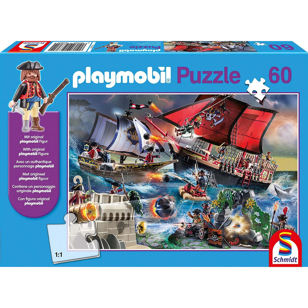 Puzzle Playmobil, Piraten, 60 Teile (inkl. Original-Figur)