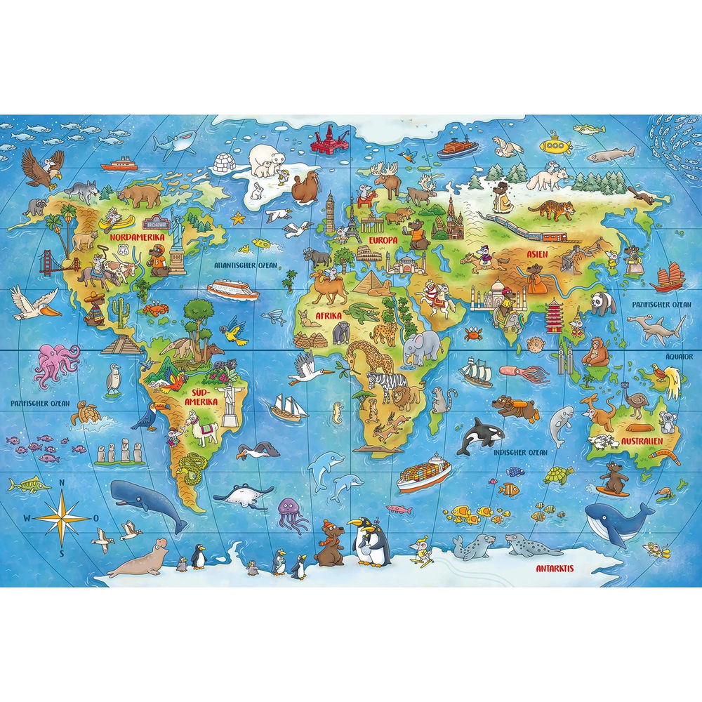 Puzzle Reise um die Welt, 100 Teile mit Büchlein