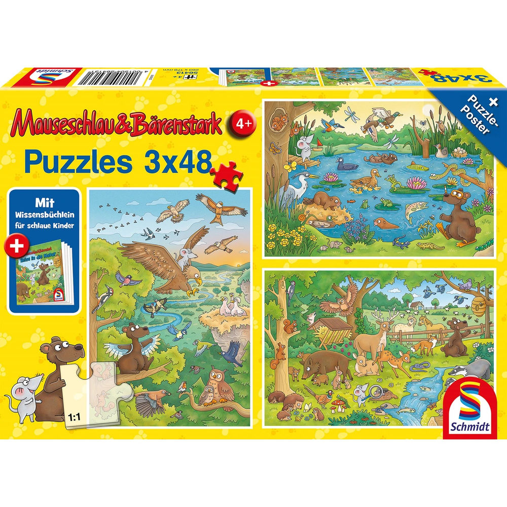 Puzzle Reise in die Natur mit Büchlein, 3 x 48 Teile