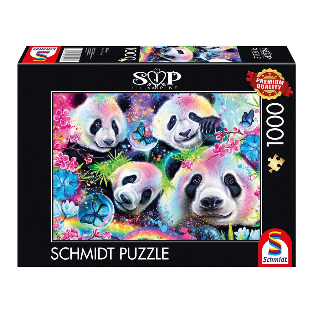 Puzzle Neon Blumen Pandas, 1000 Teile