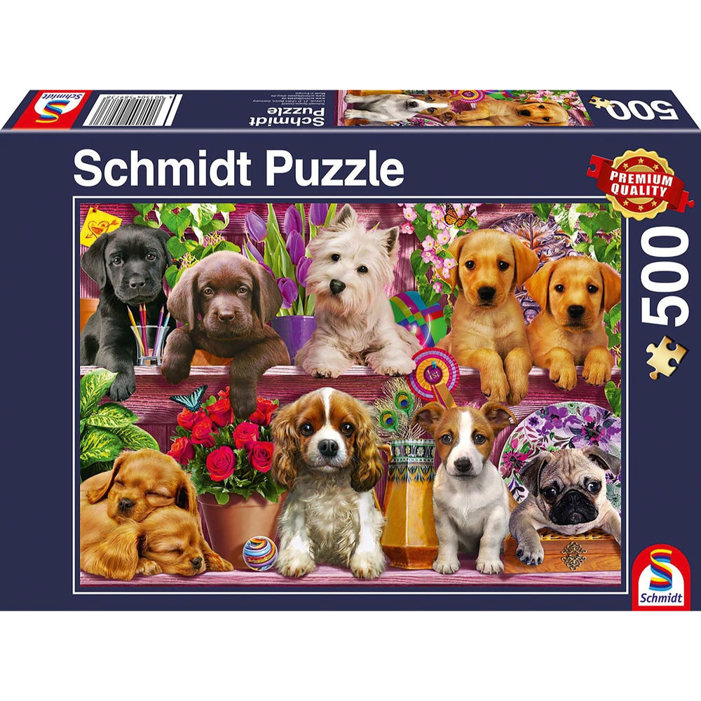 Puzzle Hunde im Regal, 500 Teile