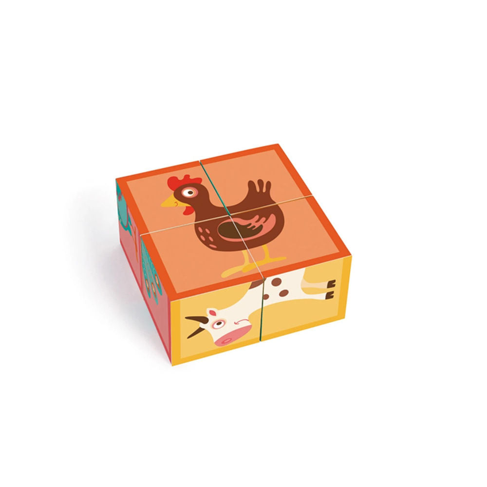 Puzzle Würfelpuzzle Bauernhof Würfel, 4 Teile