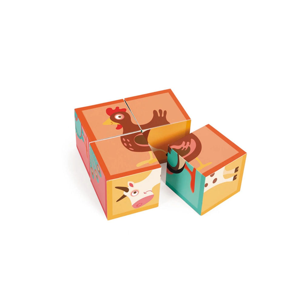 Puzzle Würfelpuzzle Bauernhof Würfel, 4 Teile