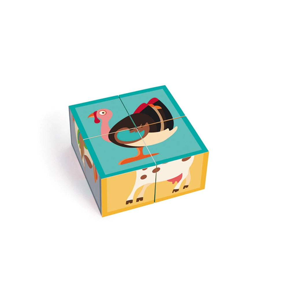 Puzzle Würfelpuzzle Bauernhof Würfel, 4 Teile