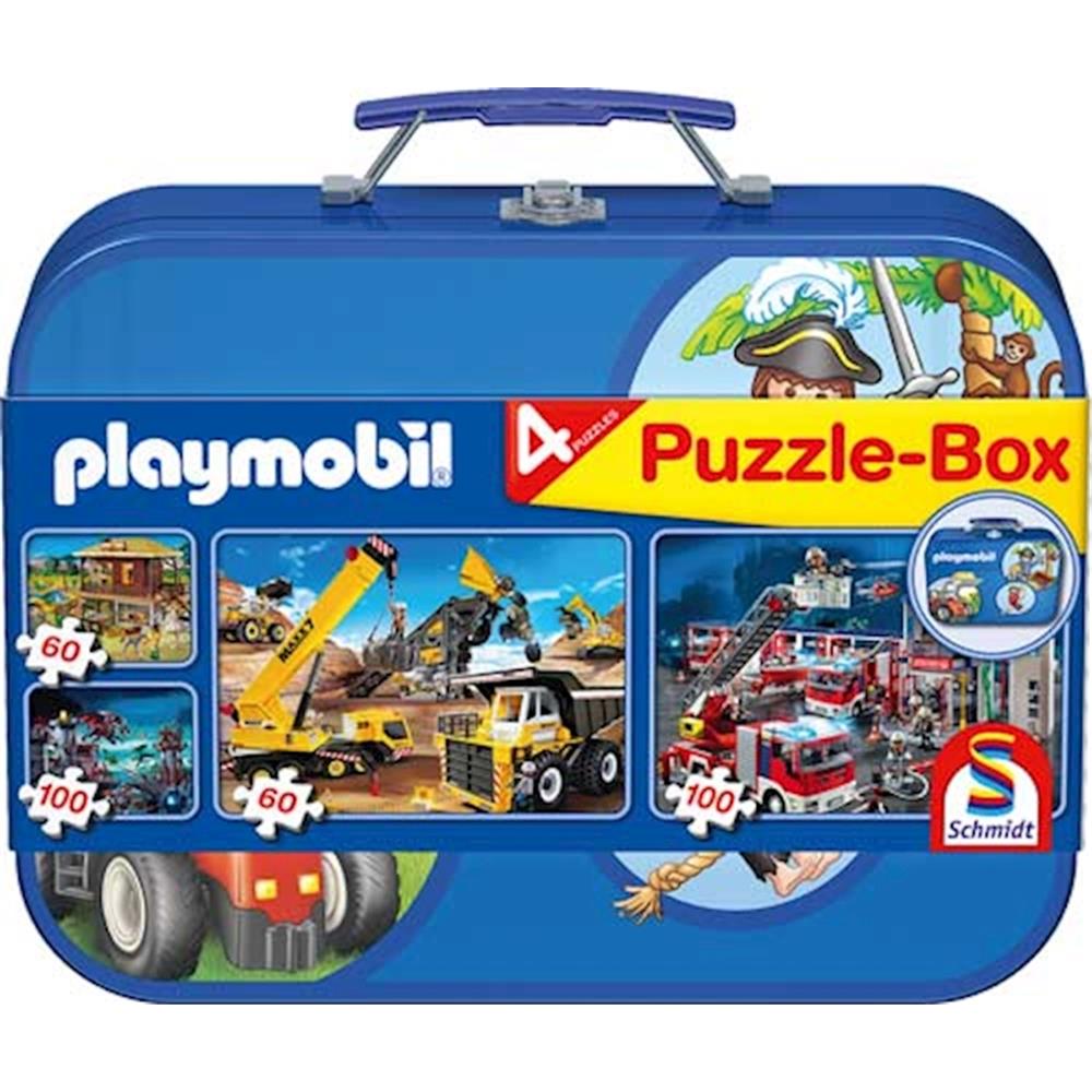 Puzzle Playmobil, Metallkoffer, 2 x 60 Teile, 2 x 100 Teile