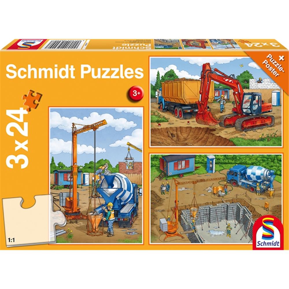 Puzzle Auf der Baustelle, 3 x 24 Teile