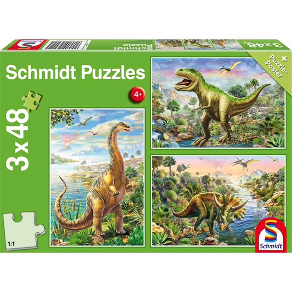 Puzzle Abenteuer mit den Dinosauriern, 3 x 48 Teile