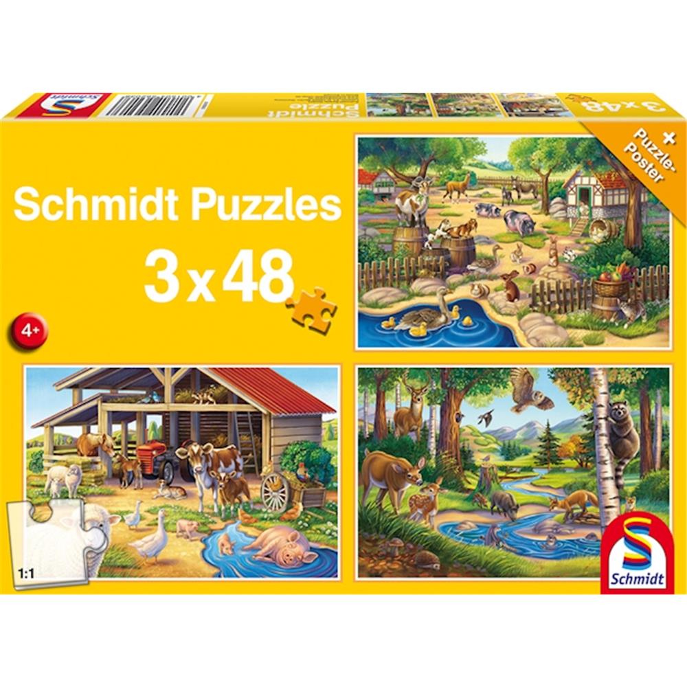 Puzzle Alle meine Lieblingstiere, 3 x 48 Teile