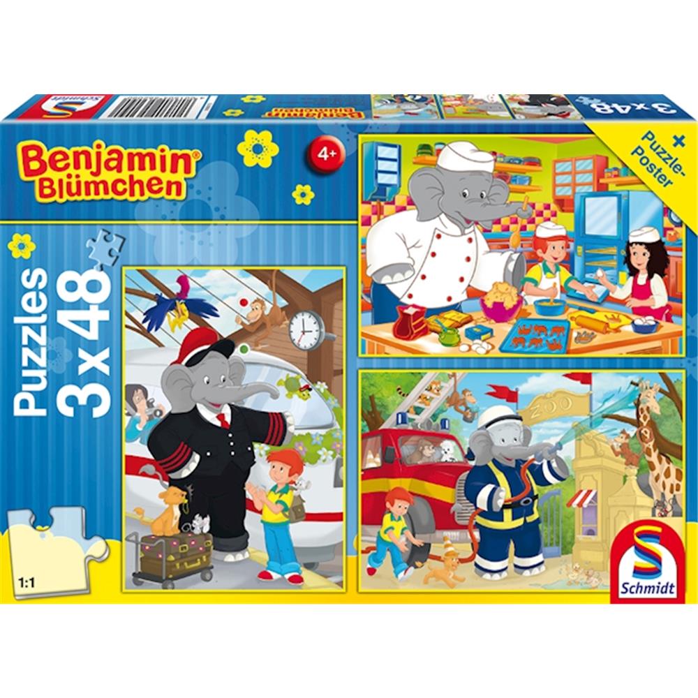 Puzzle Benjamin Blümchen, Im Einsatz, 3 x 48 Teile