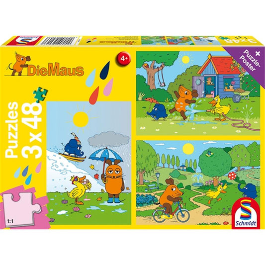 Puzzle Die Maus, Viel Spass mit der Maus, 3 x 48 Teile