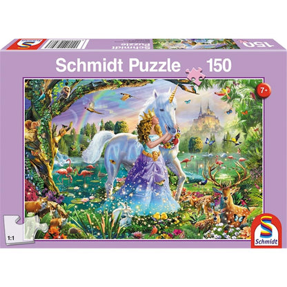 Puzzle Prinzessin mit Einhorn und Schloss, 150 Teile