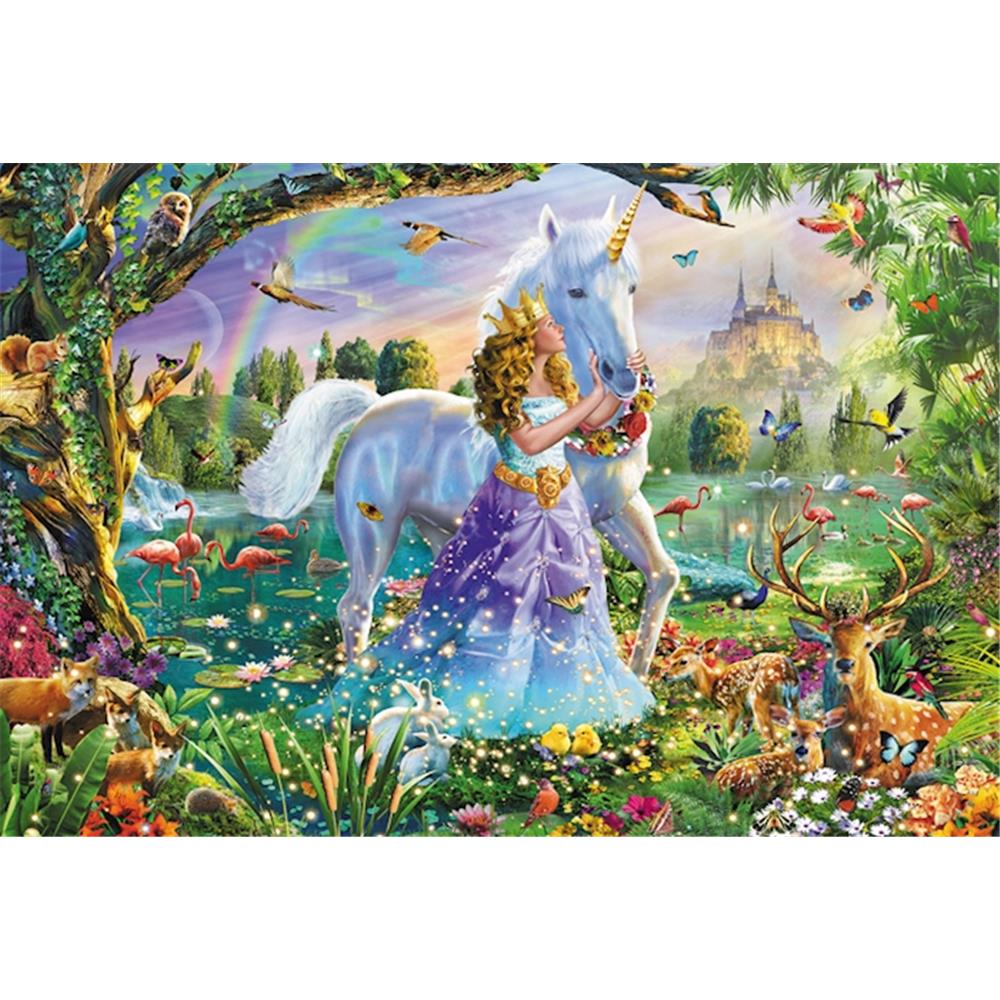 Puzzle Prinzessin mit Einhorn und Schloss, 150 Teile