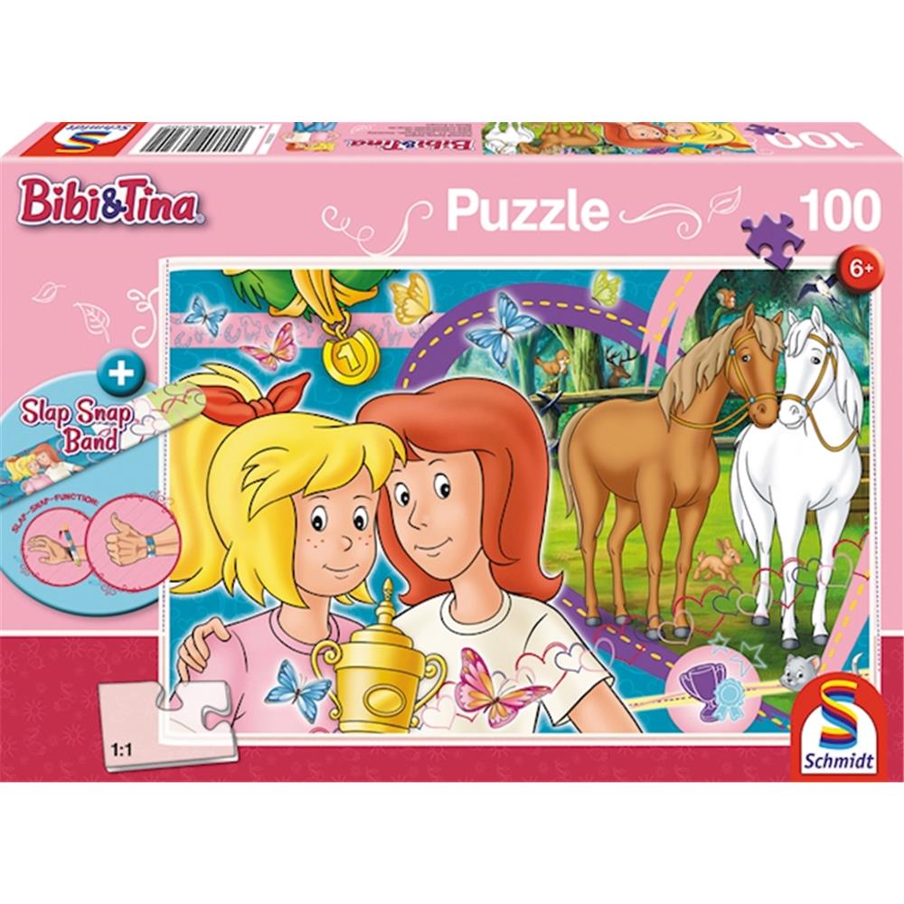 Puzzle Bibi Blocksberg, Pferdeglück, 100 Teile (inkl. Slap Snap Band bunt)