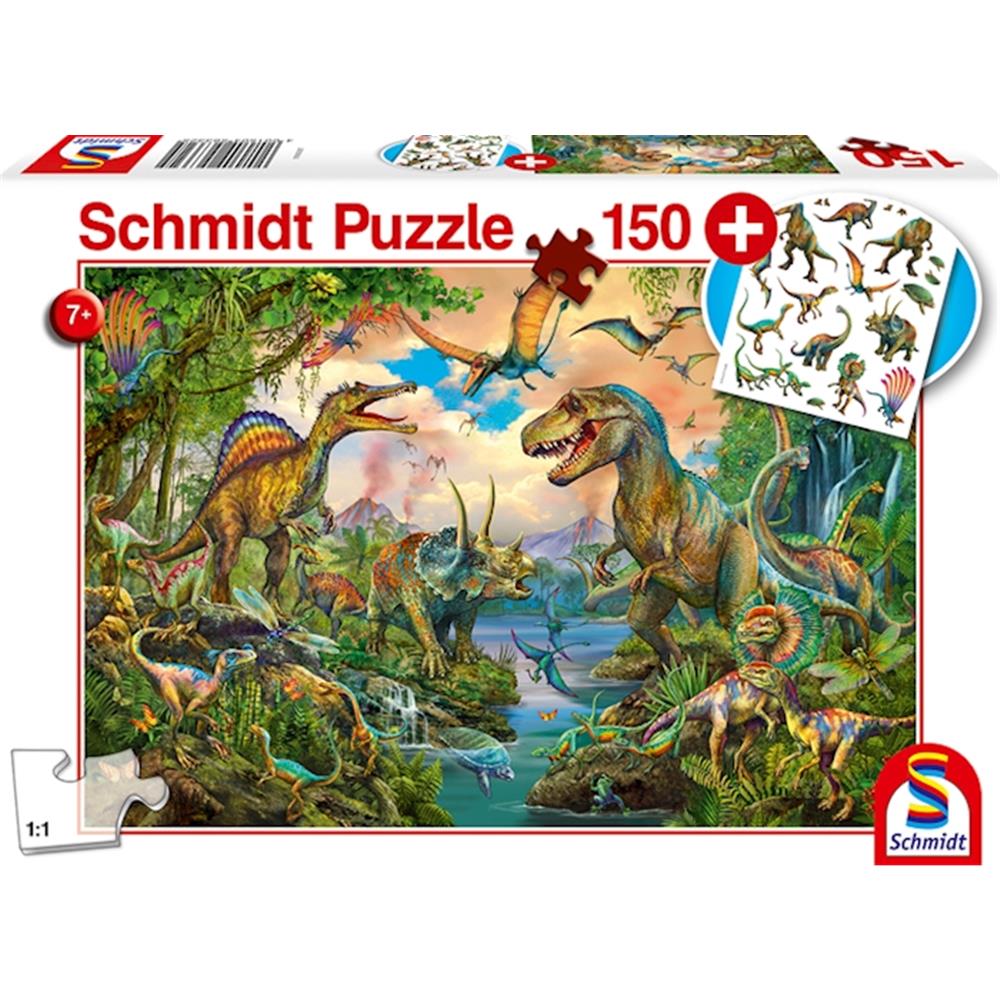 Puzzle Wilde Dinos inkl. Dinosaurier Tattoos, 150 Teile