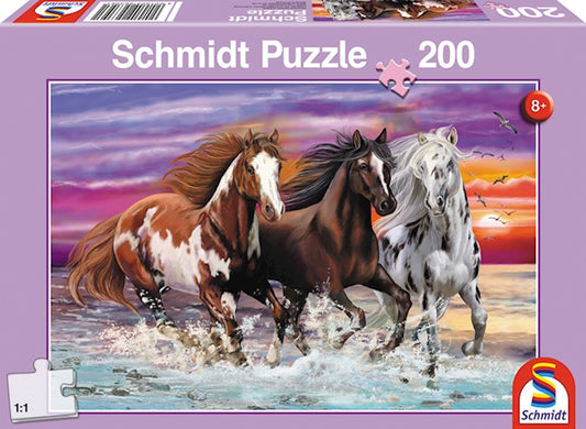 Puzzle Wildes Pferde-Trio, 200 Teile