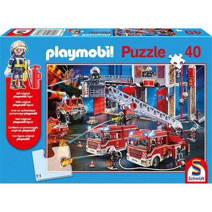 Puzzle Playmobil, Feuerwehr, 40 Teile (inkl. Original-Figur)