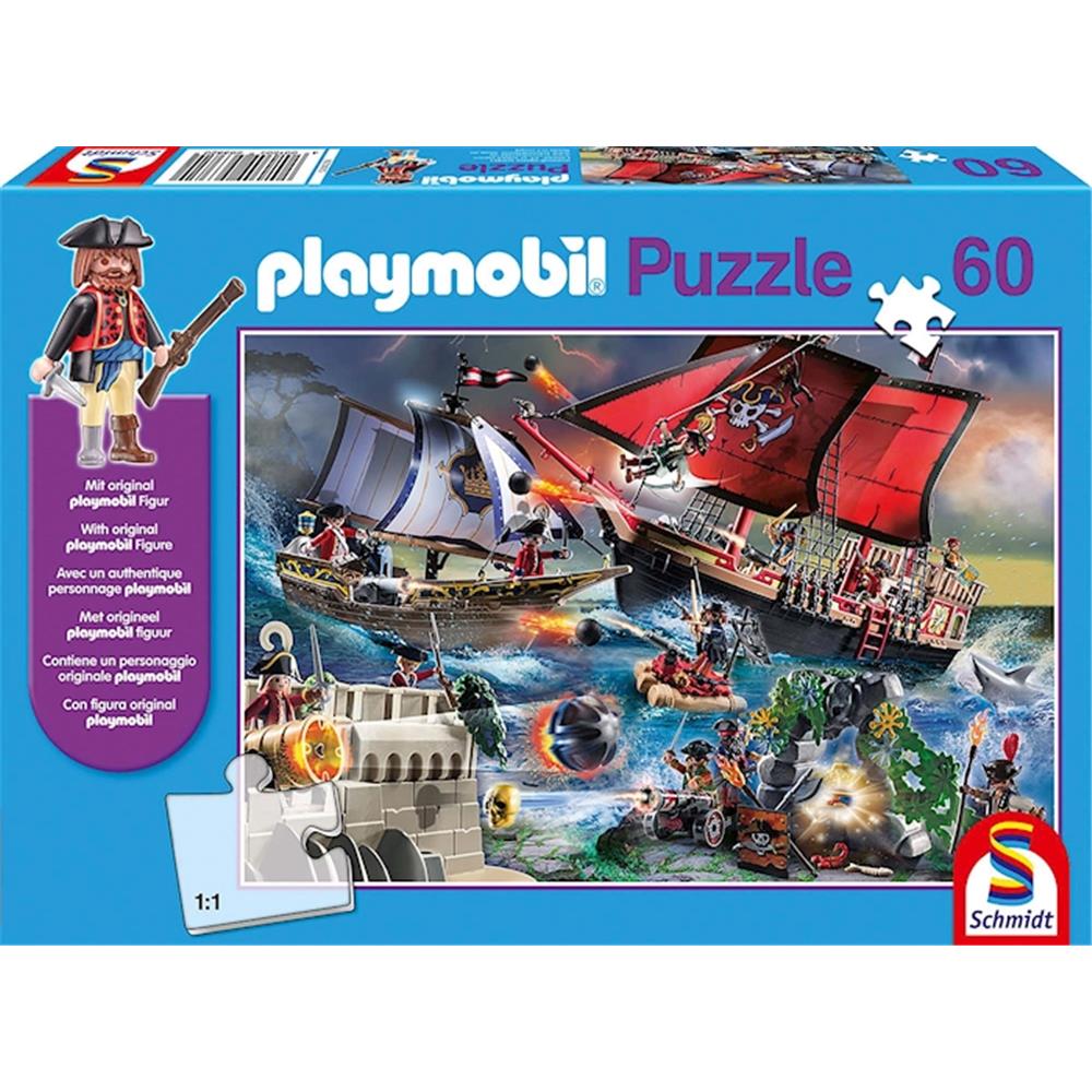 Puzzle Playmobil, Piraten, 60 Teile (inkl. Original-Figur)