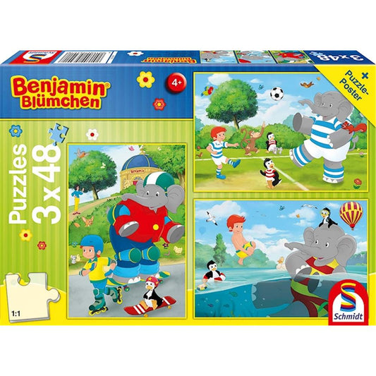 Puzzle Benjamin Blümchen, Sport und Spiel mit Törööö! 3 x 48 Teile