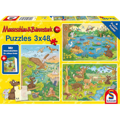 Puzzle Reise in die Natur mit Büchlein, 3 x 48 Teile