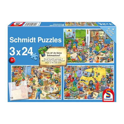 Puzzle Wo ist die kleine Bohrmaschine? 3 x 24 Teile