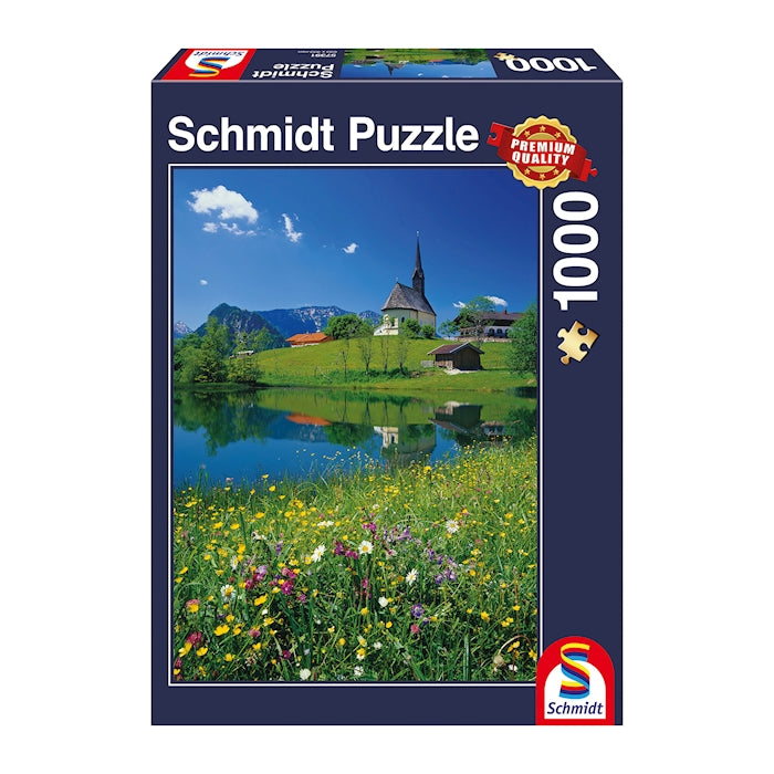 Puzzle Inzell, Einsiedlhof und Kirche St. Nikolaus, 1000 Teile