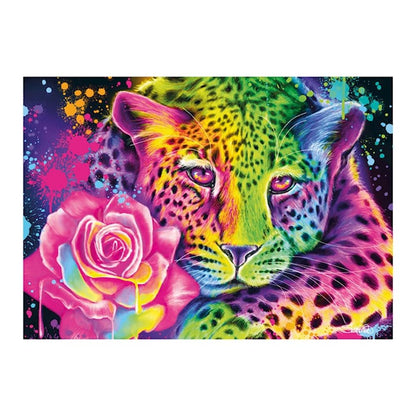 Puzzle Neon Regenbogen Leopard, 1000 Teile