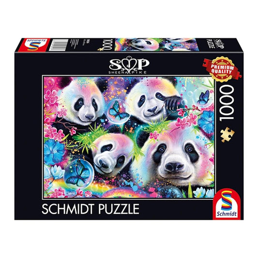 Puzzle Neon Blumen Pandas, 1000 Teile