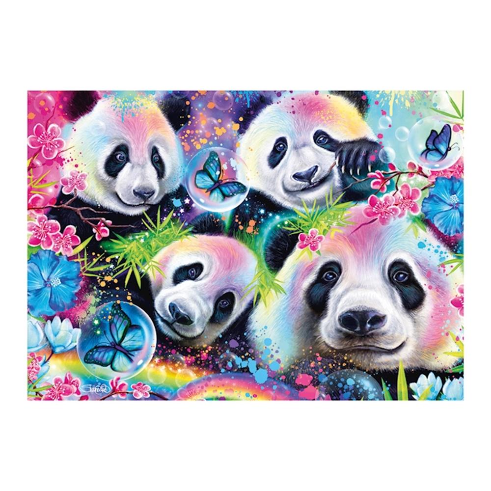 Puzzle Neon Blumen Pandas, 1000 Teile