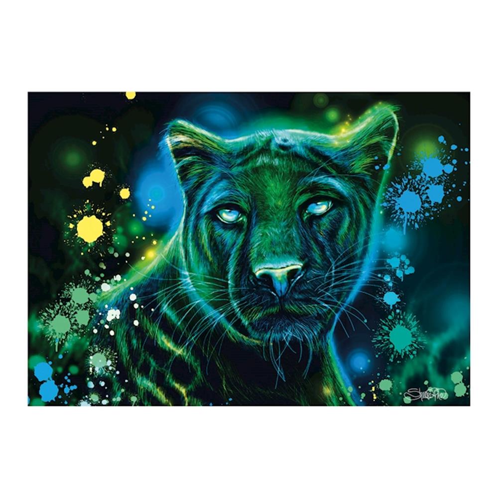 Puzzle Neon Blau grüner Panther, 1000 Teile