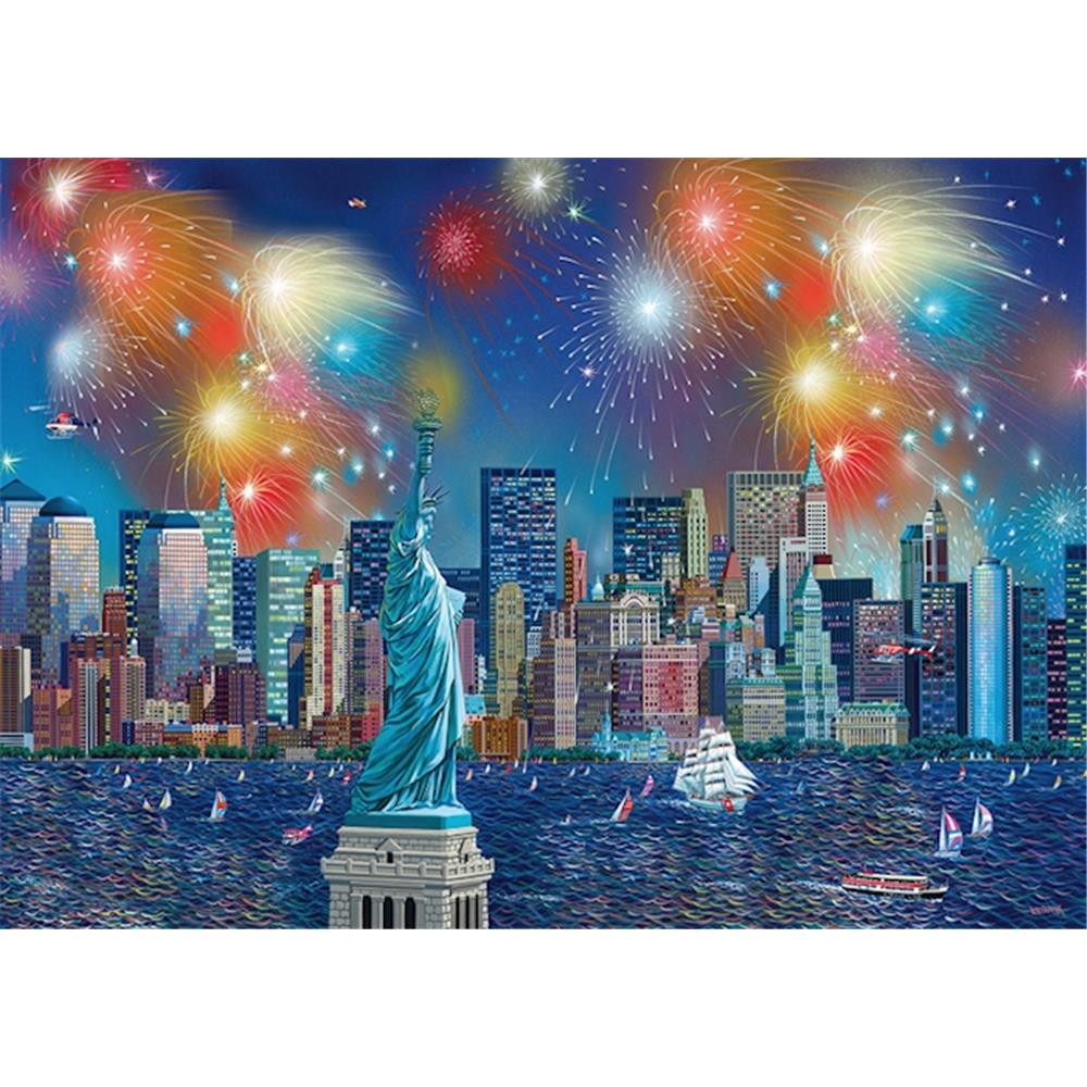 Puzzle Freiheitsstatue mit Feuerwerk, 1000 Teile