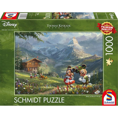 Puzzle Disney Mickey & Minnie in den Alpen, 1000 Teile