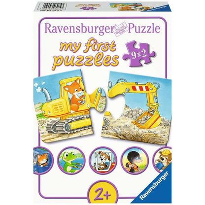 Puzzle Tierische Baustelle, 2 x 9 Teile