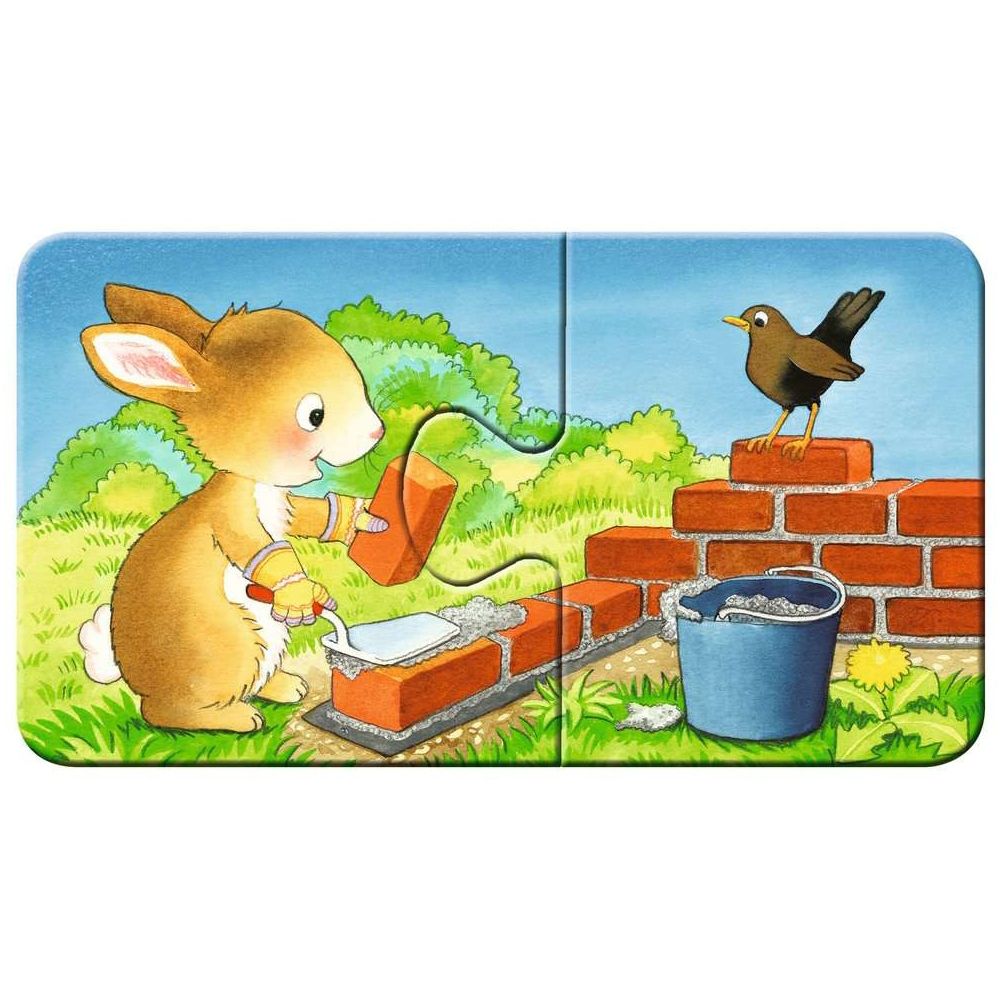 Puzzle Tierische Baustelle, 2 x 9 Teile