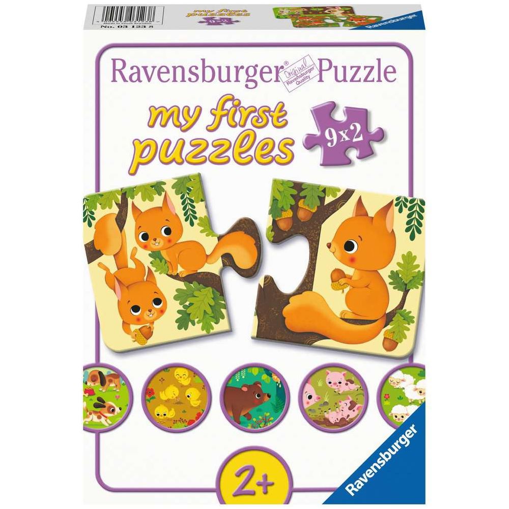 Puzzle Tiere und ihre Kinder, 2 x 9 Teile