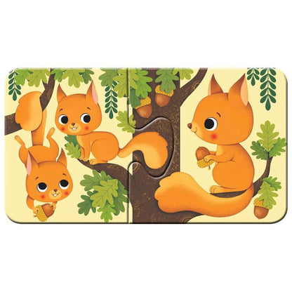 Puzzle Tiere und ihre Kinder, 2 x 9 Teile