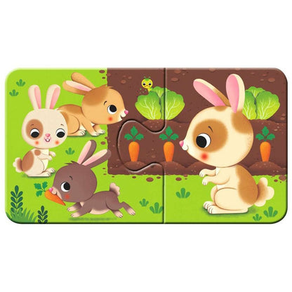 Puzzle Tiere und ihre Kinder, 2 x 9 Teile