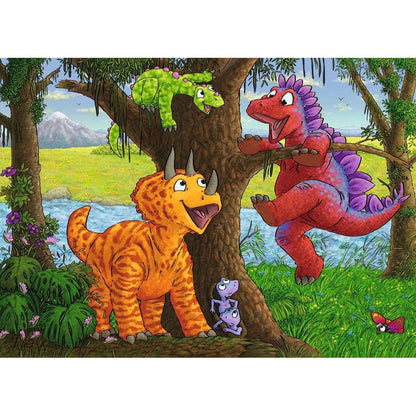 Puzzle Spielende Dinos, 2 x 24 Teile