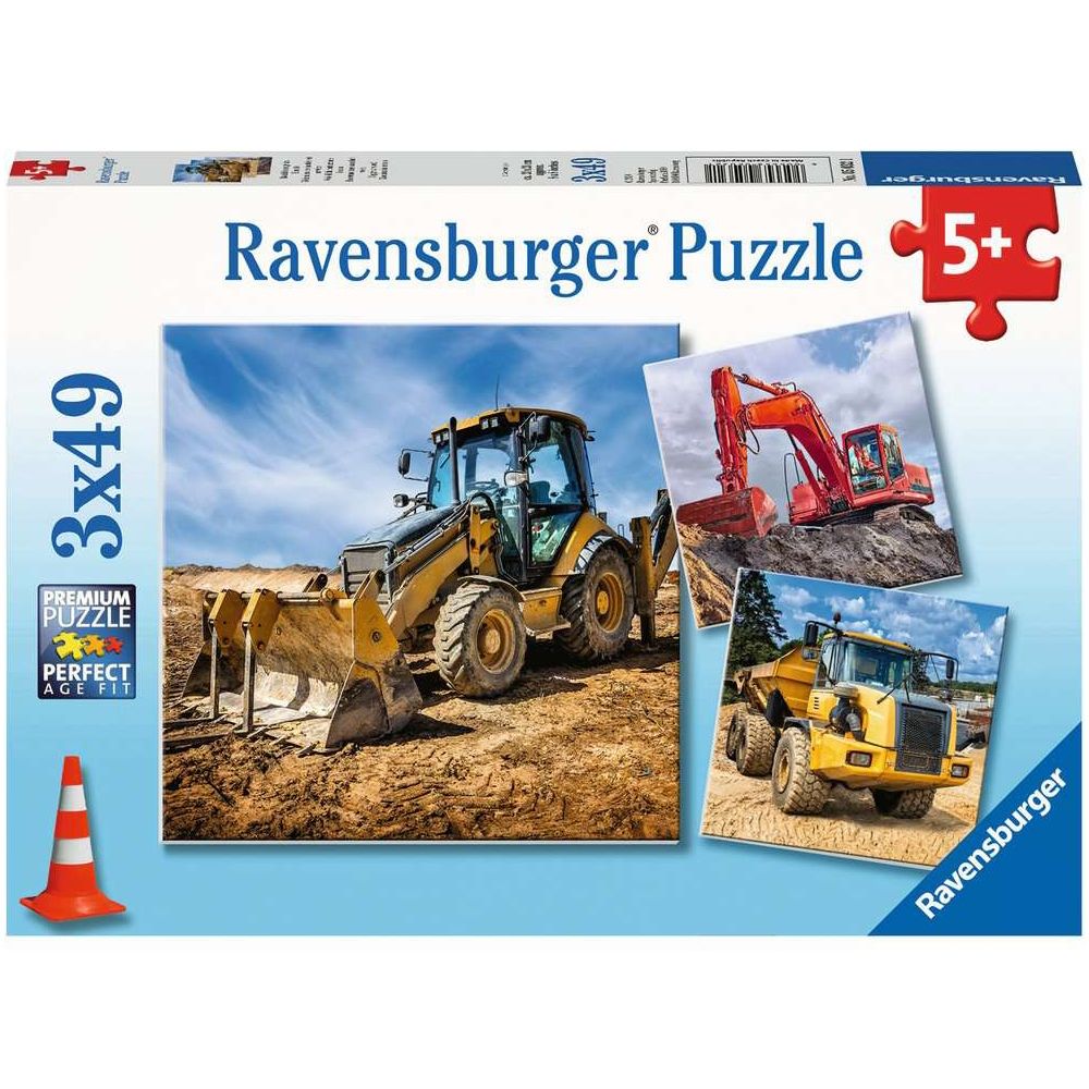 Puzzle Baufahrzeuge im Einsatz, 3 x 49 Teile