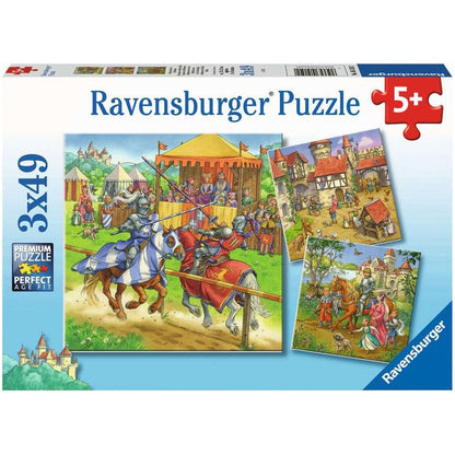 Puzzle Ritterturnier im Mittelalter, 3 x 49 Teile