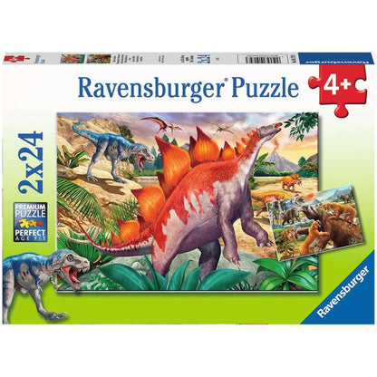 Puzzle Wilde Urzeittiere, 2 x 24 Teile