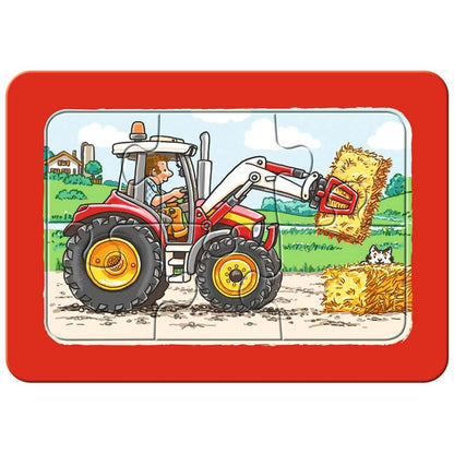 Puzzle Bagger, Traktor und Kipplader, 3 x 6 Teile