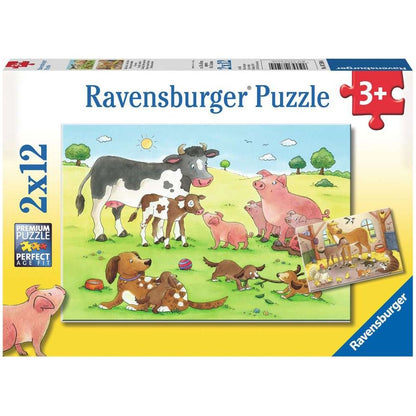 Puzzle Glückliche Tierfamilien, 2 x 12 Teile