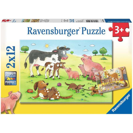 Puzzle Glückliche Tierfamilien, 2 x 12 Teile