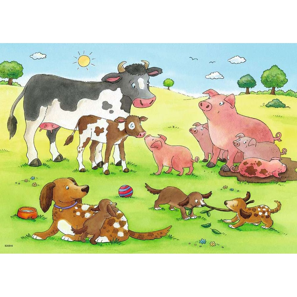 Puzzle Glückliche Tierfamilien, 2 x 12 Teile