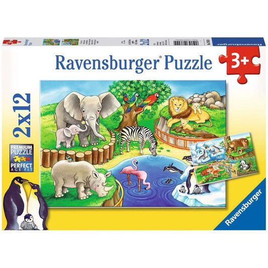 Puzzle Tiere im Zoo. 2 x 12 Teie