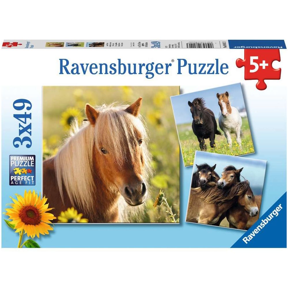 Puzzle Liebe Pferde, 3 x 49 Teile