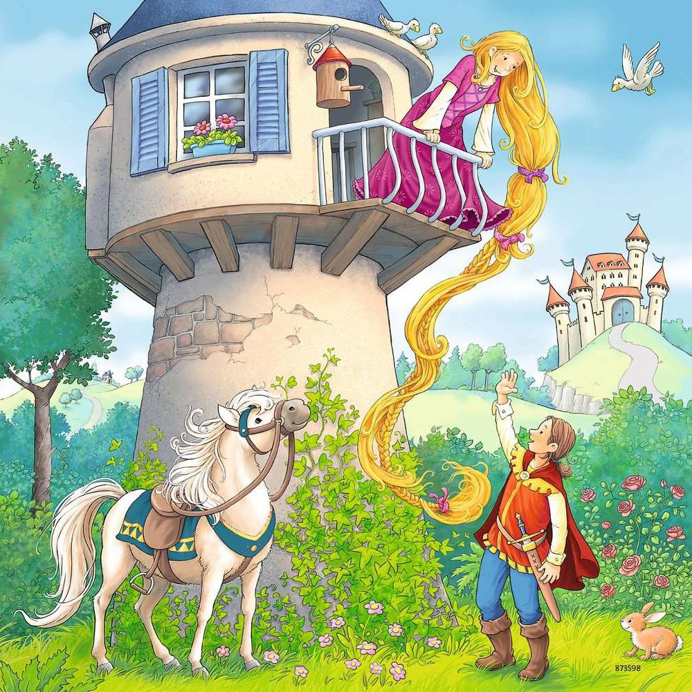 Puzzle Rapunzel, Rotkäppchen & der Froschkönig, 3 x 49 Teile