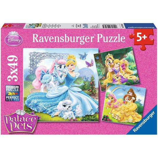 Puzzle Palace Pets - Belle, Cinderella und Rapunzel, 3 x 49 Teile