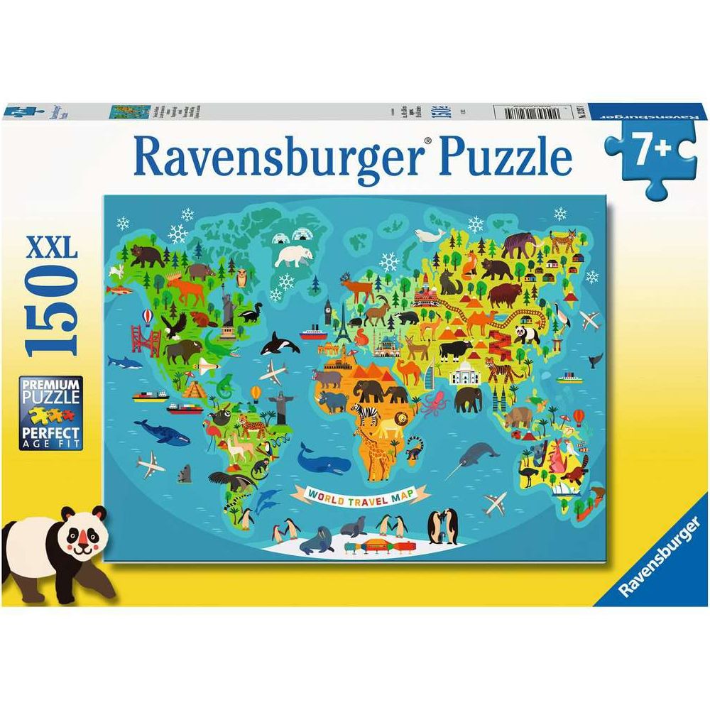 Puzzle Tierische Weltkarte, 150 Teile